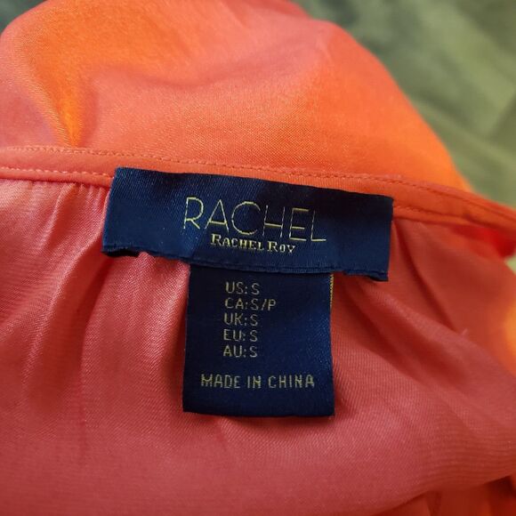 Rachel Ray Sunset Flame Red Sleeveless Ruffled Tie Front Women's Blouse Sz S - Picture 3 of 6